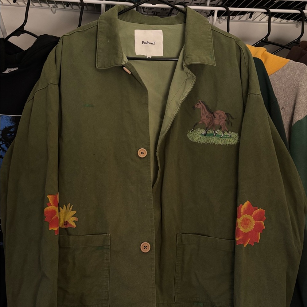 FOUND Olive Hand Painted Overshirt
